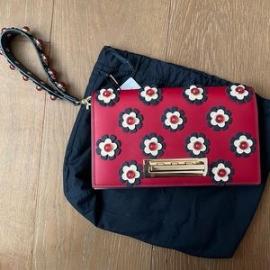 Zac Posen Flower Clutch/ Wristlet Red White and Blue Purse